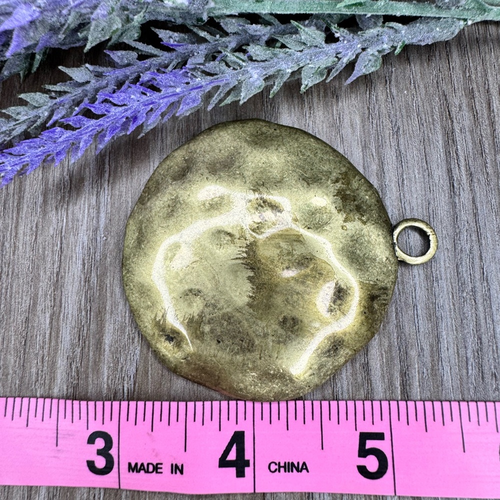 Hammered Gold Brutalist Style Statement Pendant - SKU N - Picture 4 of 4